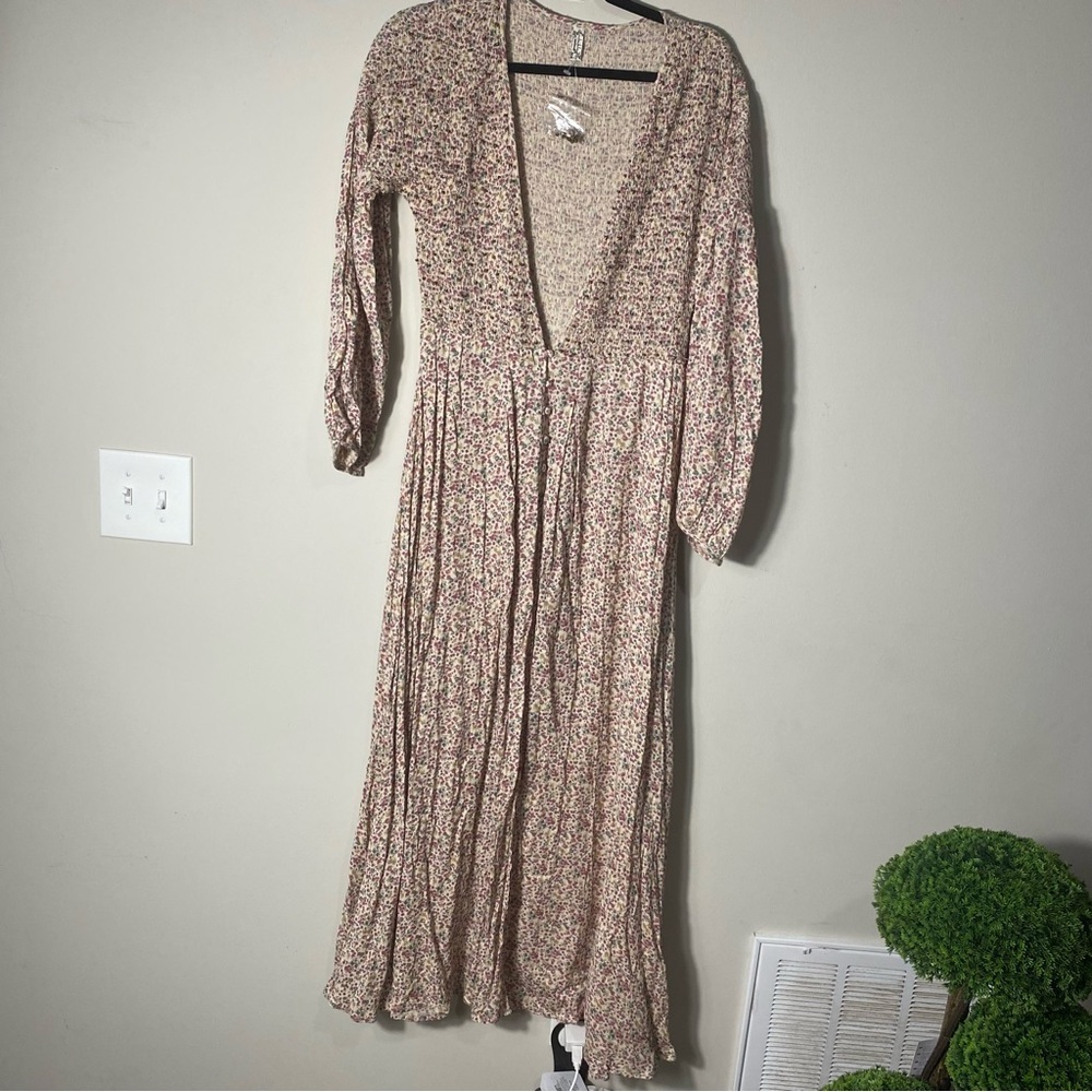 Free People Floral Maxi Dress - Pink and Cream